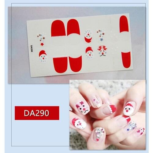 Waterproof Nail Stickers Environmental Protection Self-adhesive Nail Sticker Christmas Nail Polish Sticky 14pcs/1sheet