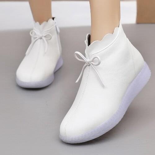 2021 New High Quality Cowhide Leather Boots Winter Warm Boots Fashion Casual Shoes Woman Ankle Boots Soft Sole Comfortable boots