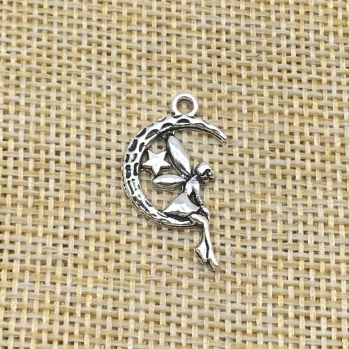 40Pcs Vintage Moon Angel Charms Antique Silver Color DIY Jewelry Making Handmade Crafts