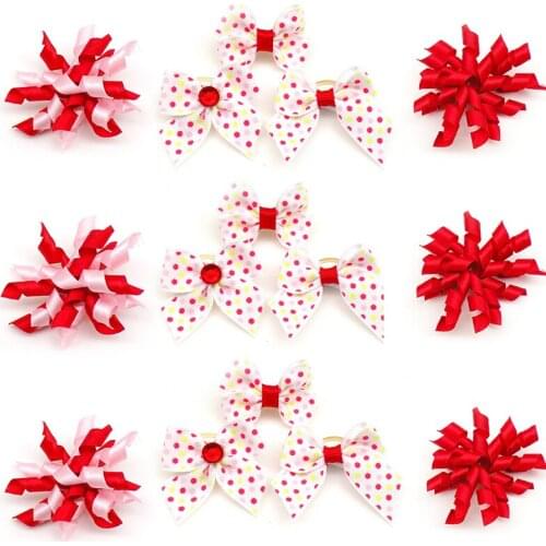 50/100pcs Valentines Day Dog Hair Accessories Pet Dog Hair Bows Rubber Bands Holiday Dog Grooming Bows for Small Dog Products