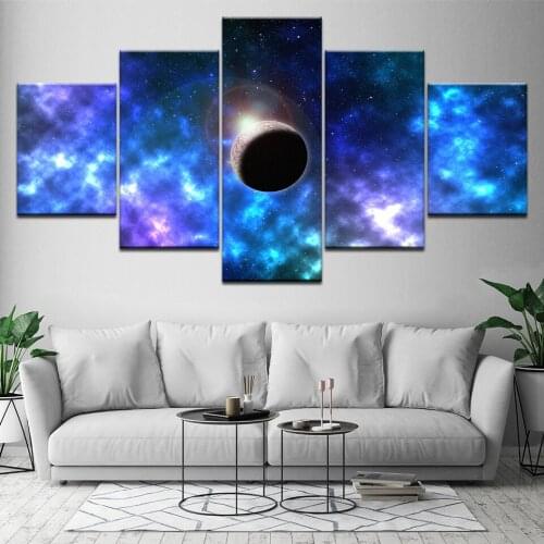 Abstract Universe Galaxy Stars 5 Panel Reflection Space landscape Planet HD Picture Wall Art Canvas Paintings Home Decor Poster
