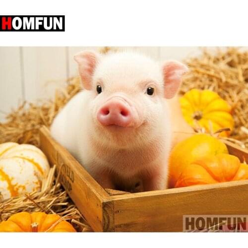 HOMFUN Full Square/Round Drill 5D DIY Diamond Painting "Piglet pumpkin" 3D Diamond Embroidery Cross Stitch Home Decor A19310