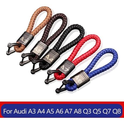 Car High-Grade Leather key chain for audi a4 b6 b7 b9 a3 8l 8p 8v q3 a7 a4 b8 a6 c6 a5 q5 q7 q8 a7 a8 Car Keychain Accessories