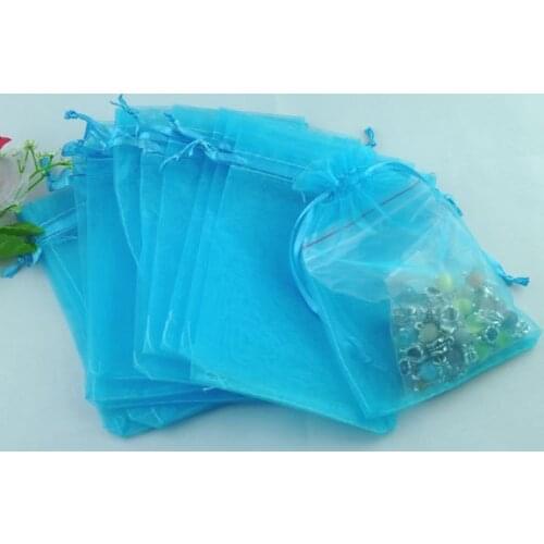 Free shiipng!!!!500pcs/lot Light Blue Organza Wedding Gift Bags&Pouches 12x9cm