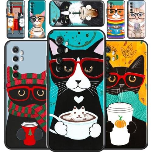 Cute Coffee Milk Cat Case For POCO X3 Pro M3 F3 Cover For Xiaomi Mi 10T Pro 11 Ultra A3 9 10 Mi Note 10 Lite