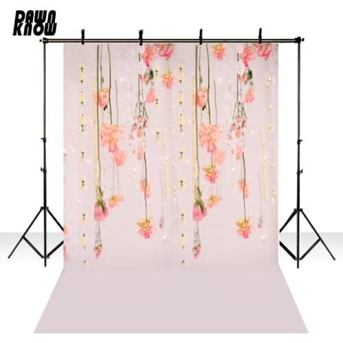 DAWNKNOW Vinyl Photography Background For Family Polyester Backdrop Pink Wall Floral For Children Photo Studio CM6714