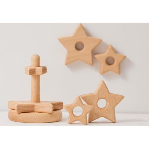 Creative Beech Wooden Olive Oil Jenge Toys Star Flower Shape Newborn Touch Educational Learning Gift for Childrens