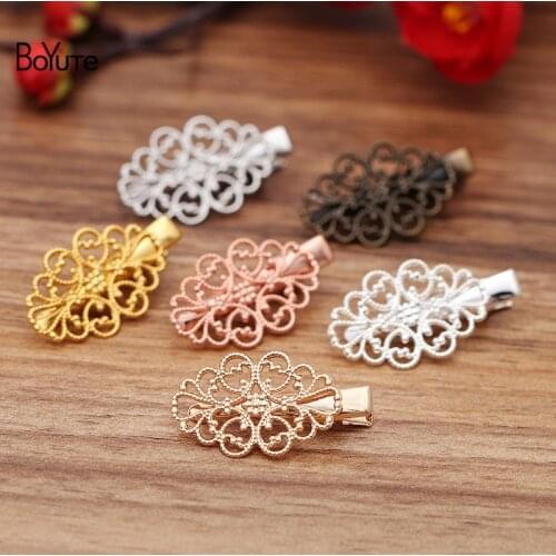 BoYuTe (20 Pieces/Lot) 22*32MM Filigree Flower Hair Clips Vintage Diy Hand Made Hair Accessories Wholesale