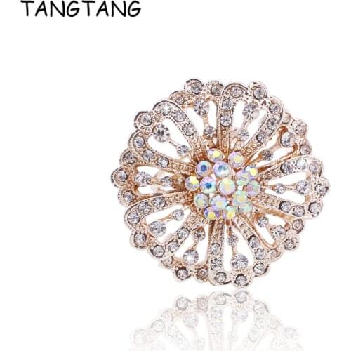 Scarf Rings Chic Womens Crystal Scarf Ring Flower Rhinestone Buckle Holder Clip Jewelry for Lady Jewelry Accessories Champagne
