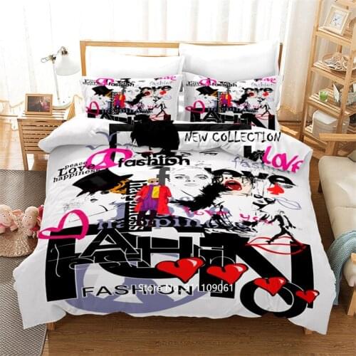2-3 Piece Set Color Cartoon Graffiti Down Bedding Set Luxury Covered Pillowcase Large Bedspread Children Adult Bedroom Decor