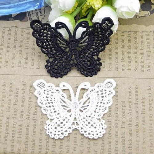 30Pieces 5.3X6.5cm Embroidered Butterfly Water Soluble Lace DIY Fabric Lace Accessories Lace Applique Textile Lace Patch TT173
