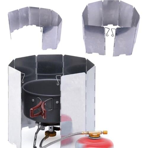 LETAOSK 8 Large Plates Outdoor Camping BBQ Foldable Burner Windshield Gas Stove Wind Shield Screen Aluminum Alloy