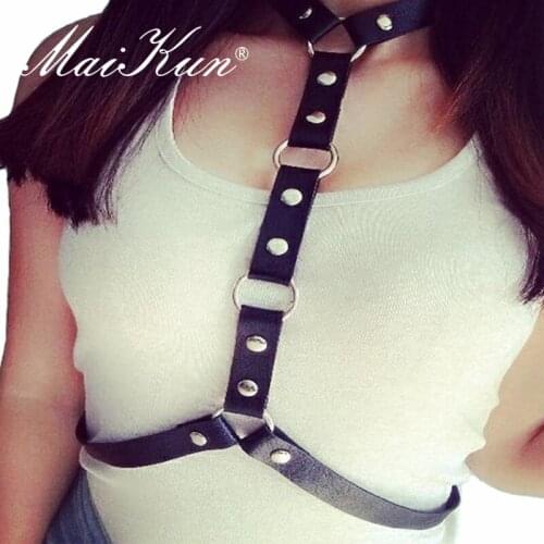 Punk Leather Belts For Women Designer Brand Luxury Women Body Bondage Belt Lingerie Metal Buckle Chain Corset Accessory