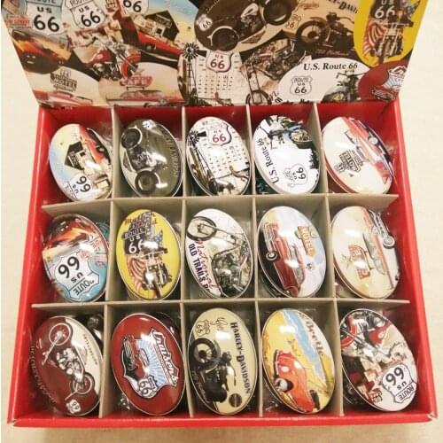 30pcs/lot Metal Storage Box Fresh Route 66 Printing Oval Shape Candy Box Handmade Soap Case Mini Tin Jewelry box Small Pill Case