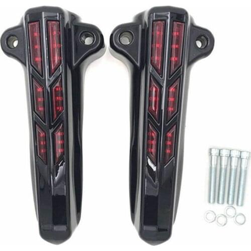 Motorcycle Black Front Lower Fork Leg Covers W/ LED Turn Signal Light For Harley Electra Glide Road King FLHX 14-up