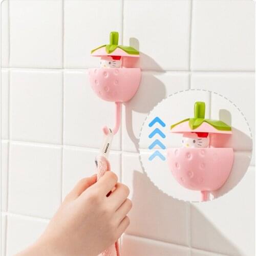 Cartoon Telescopic Hook Key Umbrella Towel Cap Coat Rack Wall-hung Type Without Punching Sundries Organizer Decorative Hooks