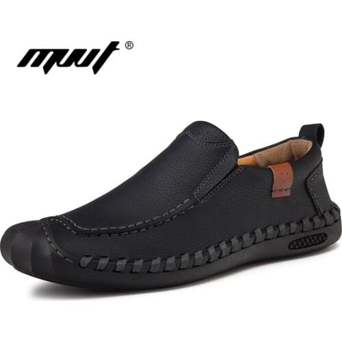 Genuine Leather Men Loafers Breathable Men leather Shoes Comfortable Flats Fashion Casual Shoes Men Plus Size 38-46