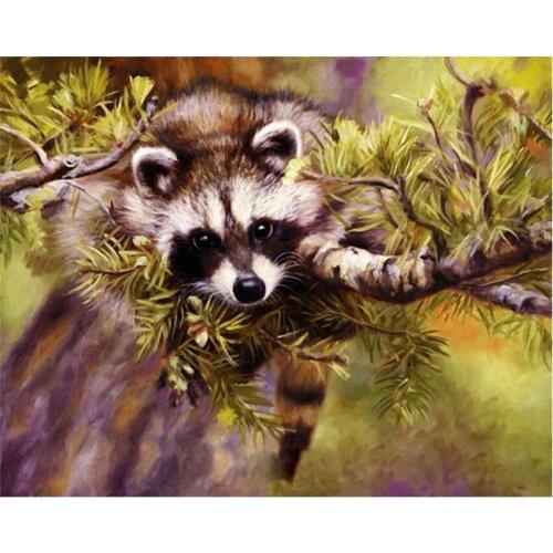 DIY Digital Painting By Numbers Package branches of the raccoon oil painting mural Kits Coloring Wall Art Picture Gift frameless
