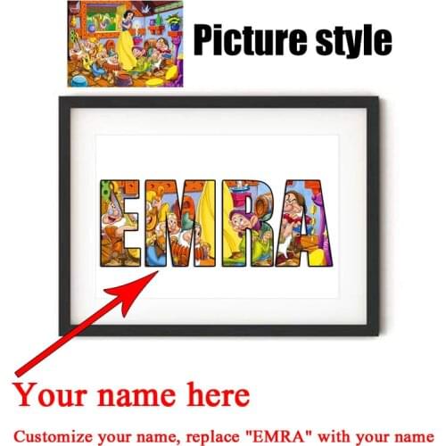 No Frame DIY Customize Disney Themed NAME Word Art Poster MICKEY MOUSE Diamond Painting Embroidery Rhinestone Mosaic Gift