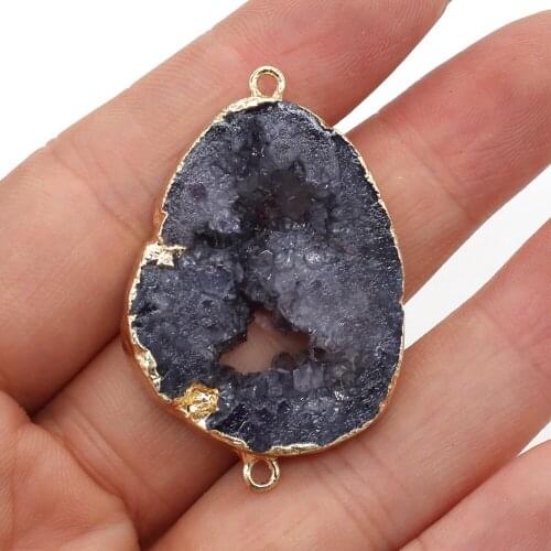 Natural Stone Connector Irregular Grey Crystalline Germ For Jewelry Making Charms DIY Necklace Bracelet Anklet Accessory