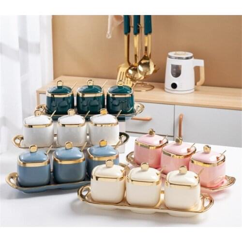 Nordic Ceramic Household Seasoning Bottle Creative Salt and Pepper Shakers Kitchen Spice Jars Set Sugar Bowl Cooking Tools
