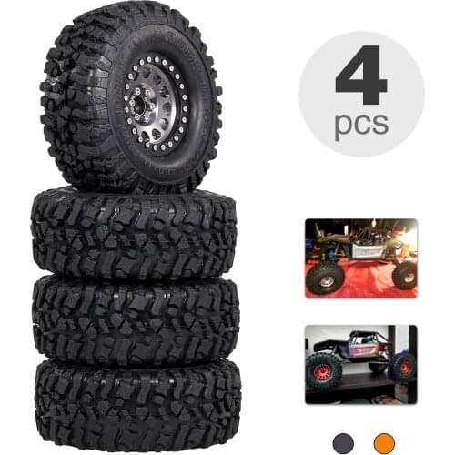 Newest 4PCS 2.2IN Crawler RC Tires with Metal Rim Ultra Soft Rock Crawler Tires for 1/10 rc Rock Crawler Axial Scx10 90046