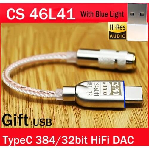 New DAC Type-C To 3.5mm HiFi Digital Headphone Amplifier Decoding Audio Adapter Cable For Mac iPad Android Win10 CS46L41 Chip