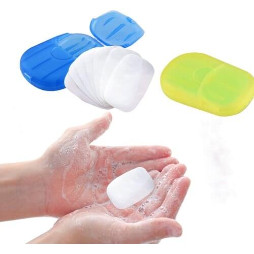 Portable soap paper Random Color Antibacterial Washing Hand Clean Scented Slice Sheets 20pcs/Box Mini Disposable soap box