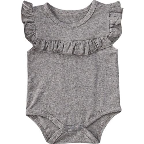 Pudcoco 2020 Casual Newborn Infant Baby Girl Solid Ruffle Sleevless Bodysuit Jumpsuit Playsuit Summer One-piece Sunsuit 0-18M