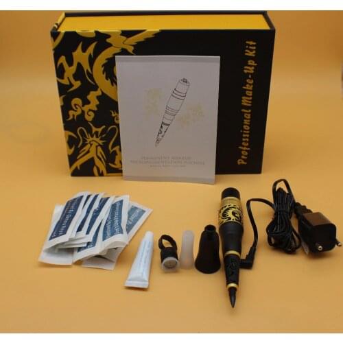Professional Permanent Makeup Golden Dragon KIT Complete Cosmetic Tattoo Kits With Foot Pedal Tattoo Gun Needles