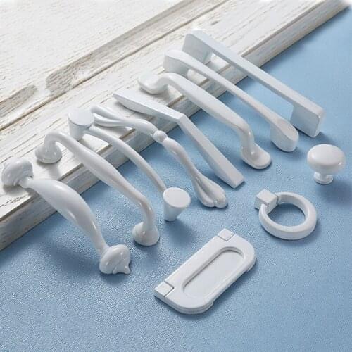 Cabinet Handles White Aluminium Alloy Kitchen Closet Door Knobs and Cupboard Handles Drawer Pulls Furniture Handle Hardware