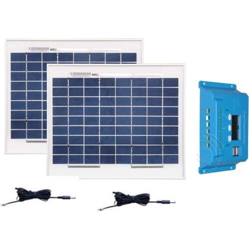 Photovoltaique Panel 12v 10w 2Pcs Solar Camping-Car Car Batterie Solaire Telephone Portable Solar Charge Controller 12v/24v 10A