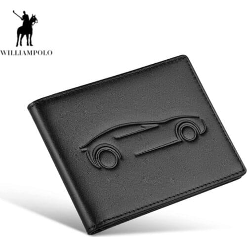 WILLIAMPOLO Super Slim Soft Wallet Driver License Holder Genuine Leather Mini Credit Card Wallet Purse Card Holders Men Wallet