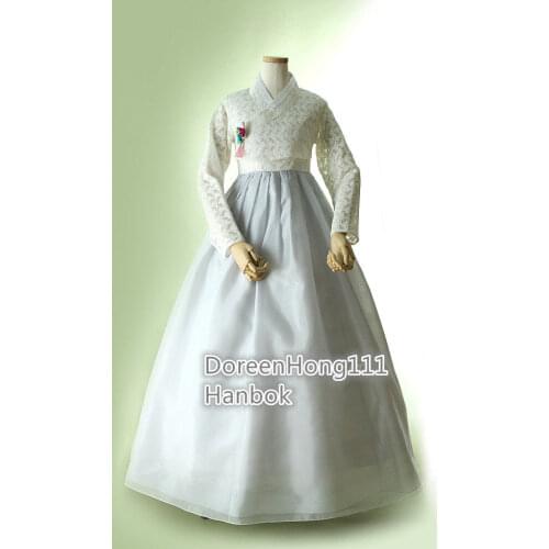Women Hanbok Dress Custom Made Korean Traditional Hanbok High Waist Lace Hanbok