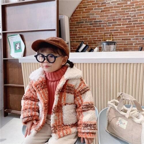 Winter Jacket Girls Coat Winter New Childrens Christmas Clothing Toddler Girl Cute Lambswool Plaid Jackets Baby Outwear Coats