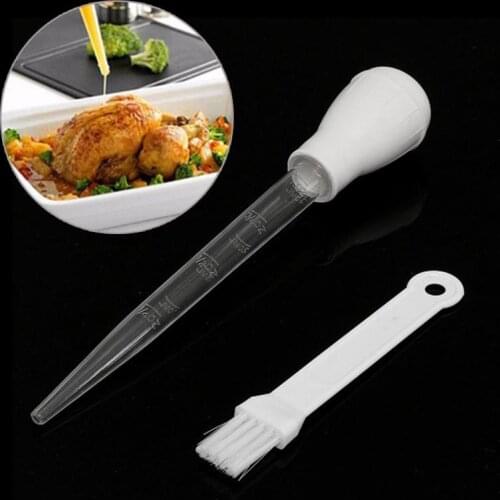 1set BBQ Tools Chicken Turkey Poultry Meat BBQ Food Flavour Syringe Pump Pipe Tube + Oil Brush Ktichen Cooking Bakeware