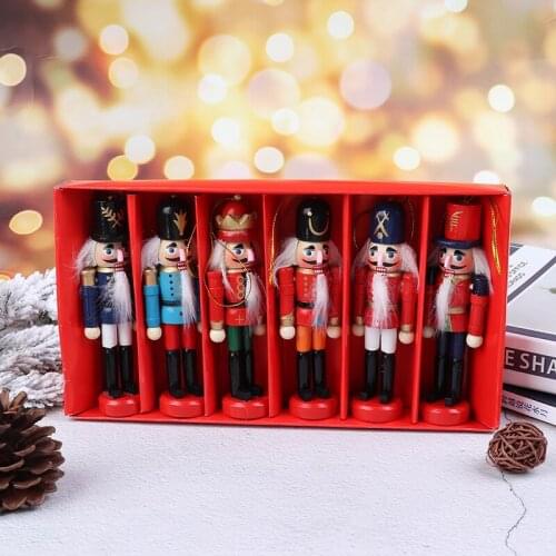 1Pc Christmas Doll Soldier Wood Decoration Made Nutcracker Puppet Desktop Pendants Ornaments For Xmas Tree Party New Year