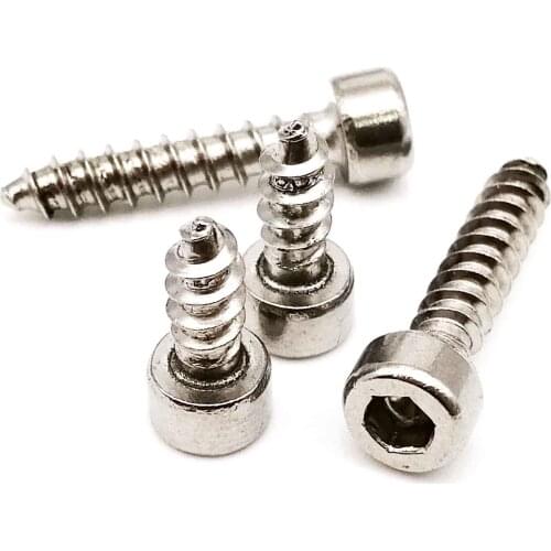 10/50pcs M2 M2.6 M3 M3.5 M4 304 stainless steel Allen Hex Hexagon Socket Cap Head Self tapping Screw Furniture Wood Screw L=5-35