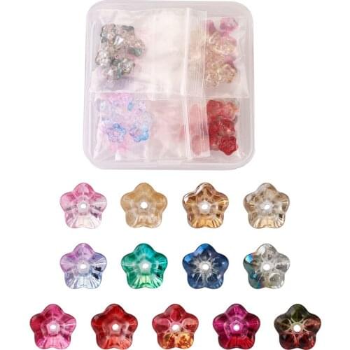 130Pcs/box 8.5x5.5mm Crystal Glass Beads Loose Spacer Flower Beads For Jewelry Making DIY Necklace Earring Bracelet Accessories