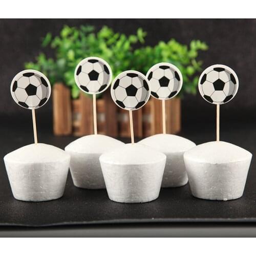 24pcs Football Soccer Theme Cake Cupcake Topper Kids Birthday Party Decoration Supplies World Cup Party Decoration