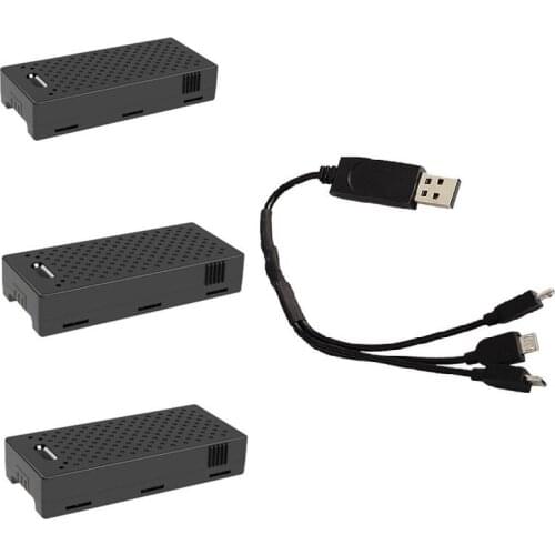 3PCS 3.7V 300mAh Li-Po Battery & 3-in-1 Charging Cable for C129 RC Helicopter Spare Parts Accessories