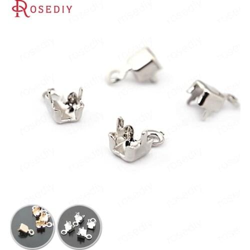 34063)100PCS Width 3MM 4MM Imitation Rhodium Color Plated Brass Rhinestone Chain Clasps Diy Jewelry Findings Accessories