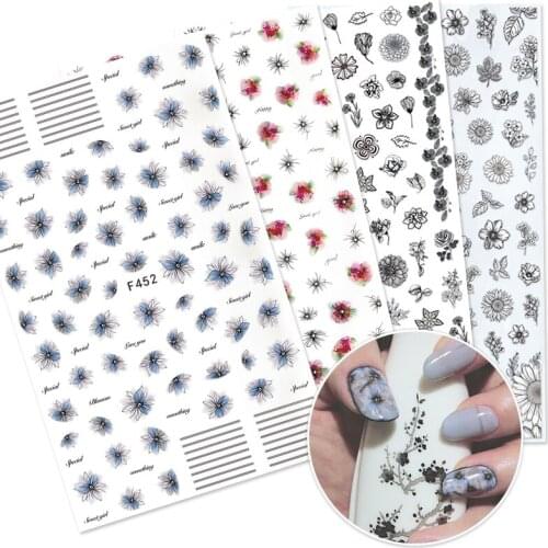 1pc nails stickers Leaf 3D Nail Sticker Nail Art Decal Flower Leaves Nail Adhesive Sticker Decals Nail Decoration DIY