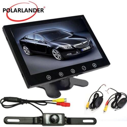 9 inch TFT Screen Car Monitor With Night Vision Long Lightless Hidden Parking Monitor LED Wireless GPS Rear Camera