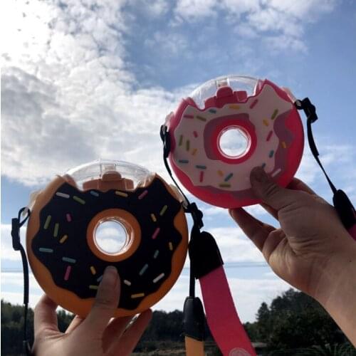 Bebe Donuts Cup 380ml Cartoon Portable Baby Feeding Water Drink Straw Water Bottle Sippy Cup Learning Drinking Tritan