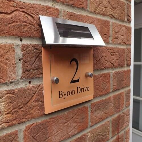 DIY House Number Modern illuminated house numbers House Sign Plate Door Number Street Glass acrylic storm solar light