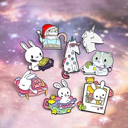 Cats Kitten Horse Wings Enamel Pin Badge Custom Brooches Animal Jewelry