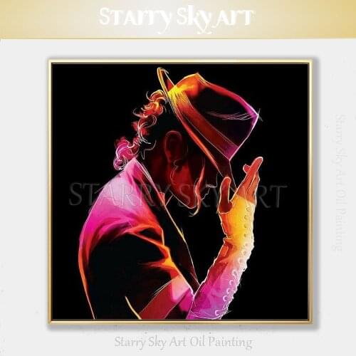 Artist Hand-painted High Quality Super Star Singer Michael Jackson Oil Painting on Canvas Fine Art Michael Jackson Oil Painting