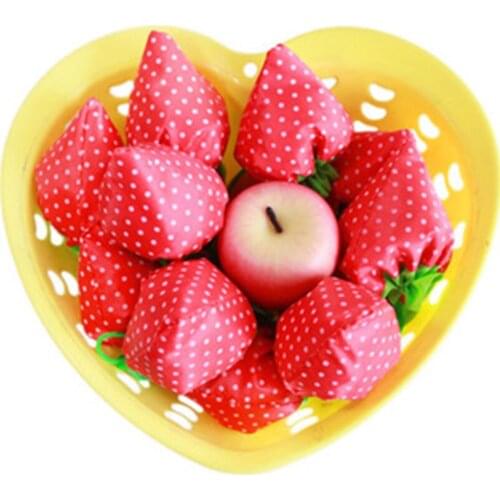 JSFINER Shopping Bags New Colourful Fold Strawberry Environmental Protection Bags Cute Hand-Held Delicate Shopping Bags