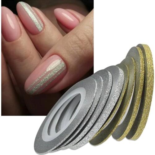 1 Roll 20m Nail Art Glitter Gold Silver Stripping Tape Line Strips Decor Tools 1mm2mm3mm Nail Sticker DIY Accessories